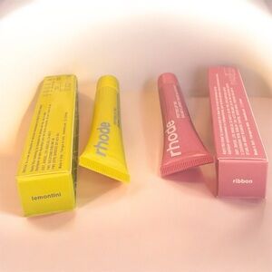 RHODE Lemontini Yellow and Ribbon Pink Lip Balm Duo